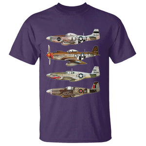 WW2 Warplanes B-17 P51 T Shirt Vintage WWII Fighter Planes Iconic Military Aircraft TS02 Purple Print Your Wear