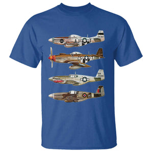 WW2 Warplanes B-17 P51 T Shirt Vintage WWII Fighter Planes Iconic Military Aircraft TS02 Royal Blue Print Your Wear