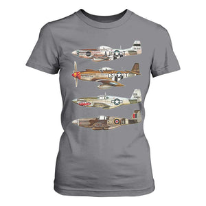 WW2 Warplanes B-17 P51 T Shirt For Women Vintage WWII Fighter Planes Iconic Military Aircraft TS02 Charcoal Print Your Wear