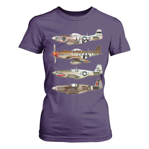 WW2 Warplanes B-17 P51 T Shirt For Women Vintage WWII Fighter Planes Iconic Military Aircraft TS02 Purple Print Your Wear