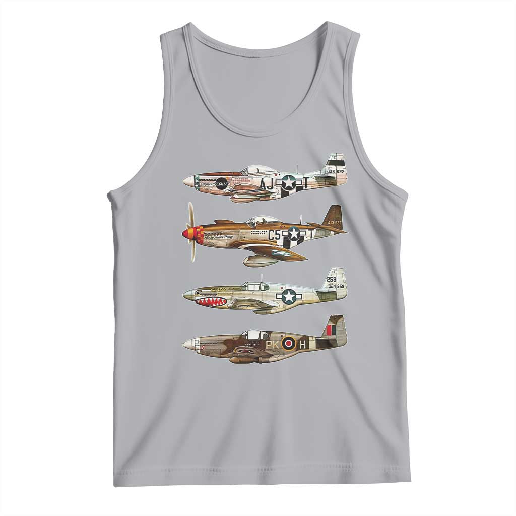 WW2 Warplanes B-17 P51 Tank Top Vintage WWII Fighter Planes Iconic Military Aircraft TS02 Athletic Heather Print Your Wear