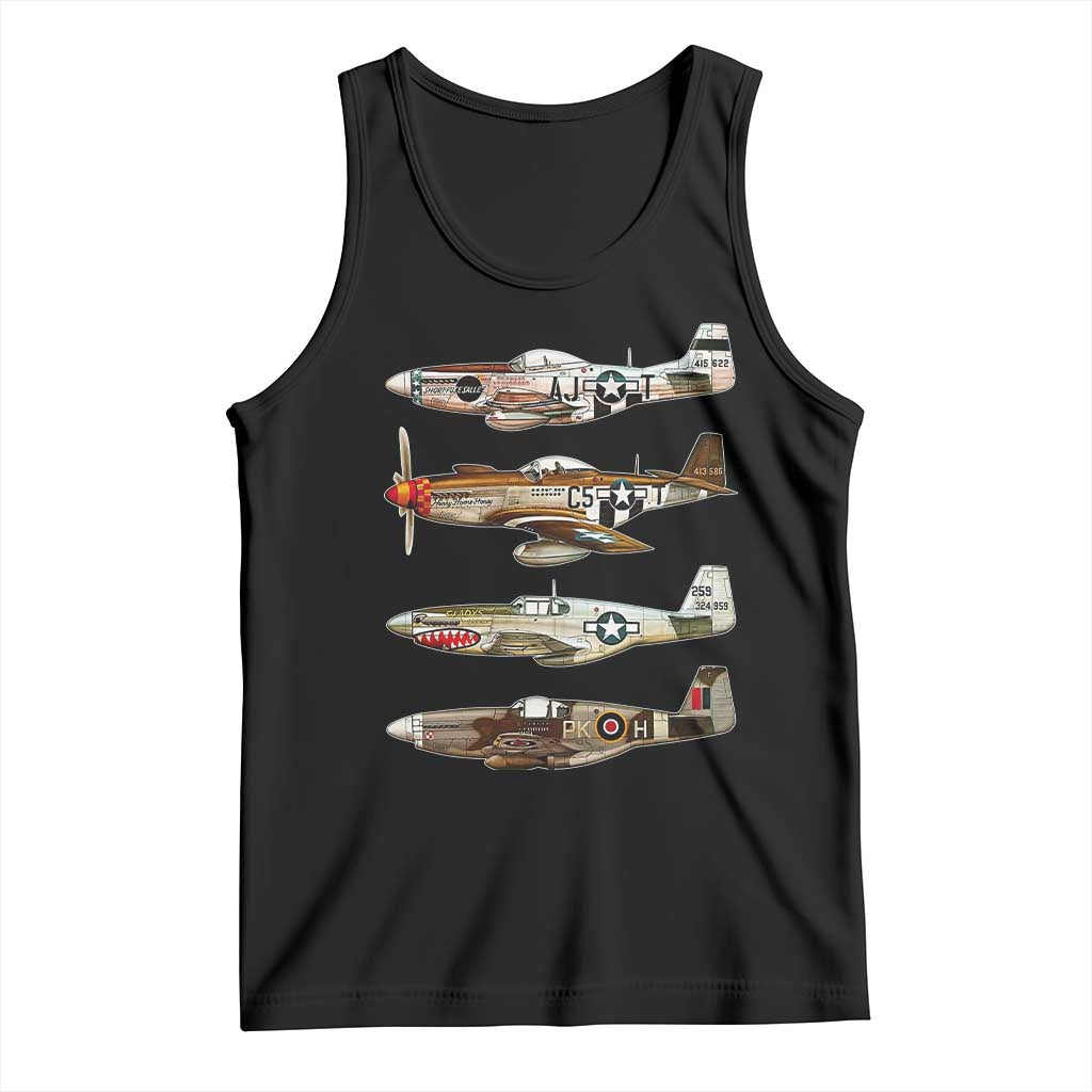 WW2 Warplanes B-17 P51 Tank Top Vintage WWII Fighter Planes Iconic Military Aircraft TS02 Black Print Your Wear
