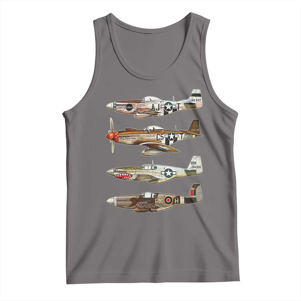 WW2 Warplanes B-17 P51 Tank Top Vintage WWII Fighter Planes Iconic Military Aircraft TS02 Deep Heather Print Your Wear