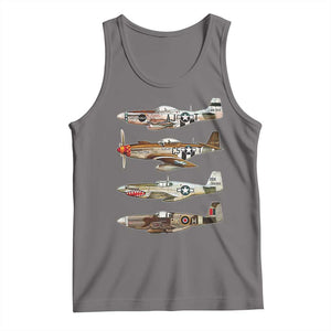 WW2 Warplanes B-17 P51 Tank Top Vintage WWII Fighter Planes Iconic Military Aircraft TS02 Deep Heather Print Your Wear