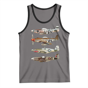 WW2 Warplanes B-17 P51 Tank Top Vintage WWII Fighter Planes Iconic Military Aircraft TS02 Deep Heather Black Print Your Wear