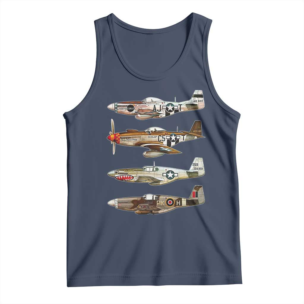 WW2 Warplanes B-17 P51 Tank Top Vintage WWII Fighter Planes Iconic Military Aircraft TS02 Navy Print Your Wear