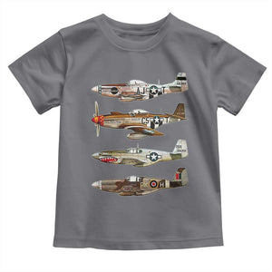 WW2 Warplanes B-17 P51 Toddler T Shirt Vintage WWII Fighter Planes Iconic Military Aircraft TS02 Charcoal Print Your Wear