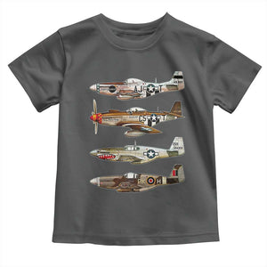 WW2 Warplanes B-17 P51 Toddler T Shirt Vintage WWII Fighter Planes Iconic Military Aircraft TS02 Dark Heather Print Your Wear