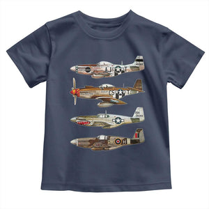 WW2 Warplanes B-17 P51 Toddler T Shirt Vintage WWII Fighter Planes Iconic Military Aircraft TS02 Navy Print Your Wear
