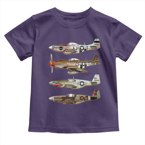 WW2 Warplanes B-17 P51 Toddler T Shirt Vintage WWII Fighter Planes Iconic Military Aircraft TS02 Purple Print Your Wear