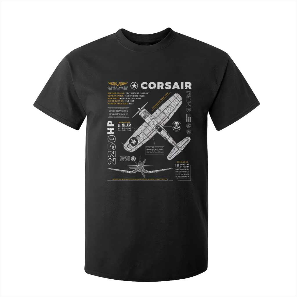 F4U Corsair T Shirt For Kid WW2 Fighter Plane US WWII Warbird Vintage TS02 Black Print Your Wear