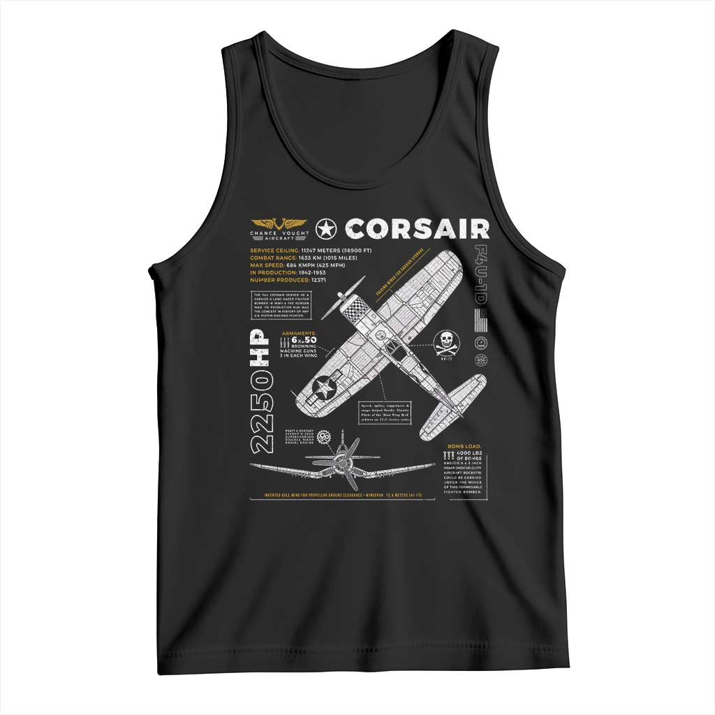 F4U Corsair Tank Top WW2 Fighter Plane US WWII Warbird Vintage TS02 Black Print Your Wear