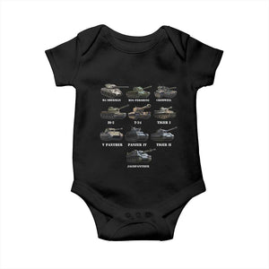 WW2 Tanks Baby Onesie M4 Sherman Panzer IV Tiger II T-34 History Buff TS02 Black Print Your Wear