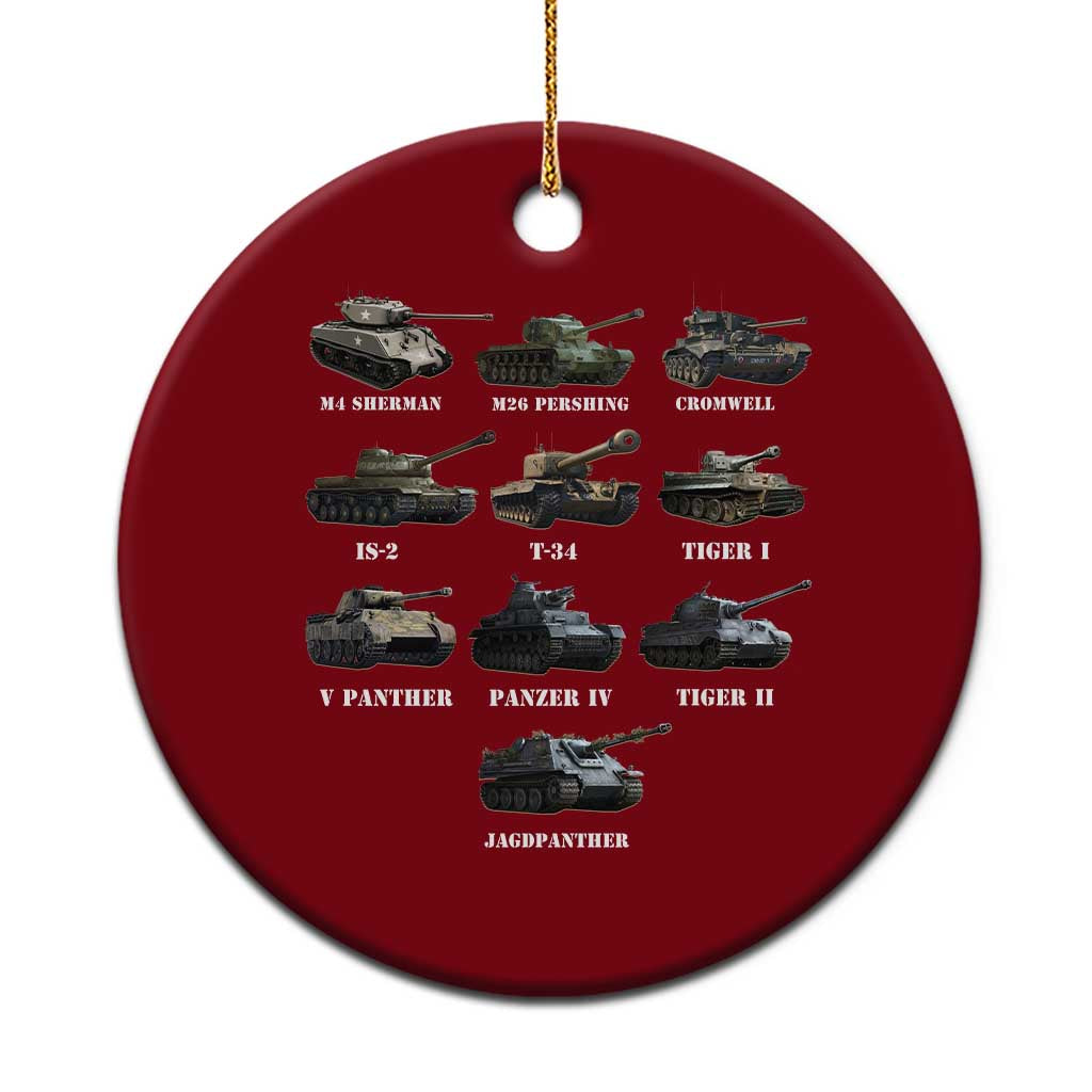 WW2 Tanks Ceramic Ornament M4 Sherman Panzer IV Tiger II T-34 History Buff TS02 1pc Red Print Your Wear