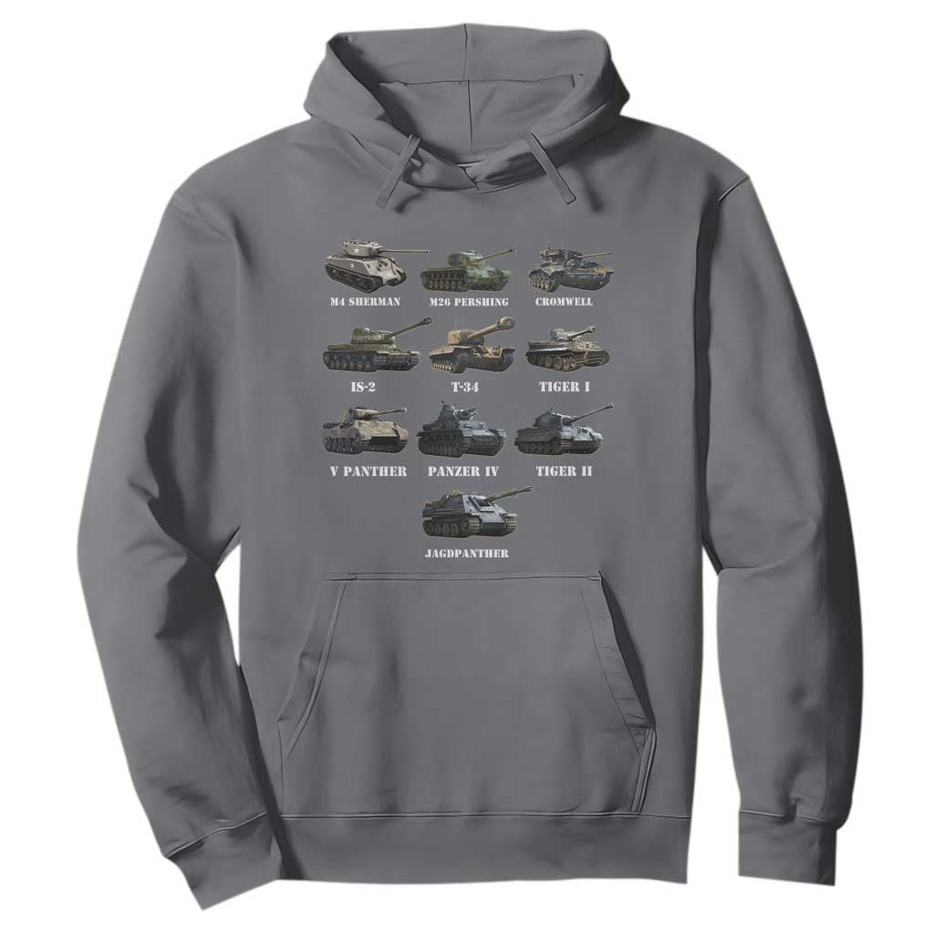 WW2 Tanks Hoodie M4 Sherman Panzer IV Tiger II T-34 History Buff TS02 Charcoal Print Your Wear