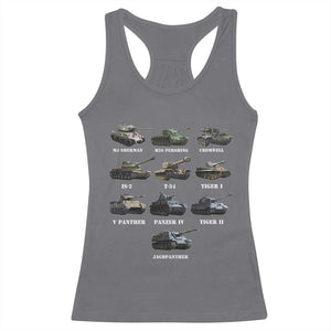 WW2 Tanks Racerback Tank Top M4 Sherman Panzer IV Tiger II T-34 History Buff TS02 Charcoal Print Your Wear