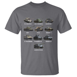 WW2 Tanks T Shirt M4 Sherman Panzer IV Tiger II T-34 History Buff TS02 Charcoal Print Your Wear