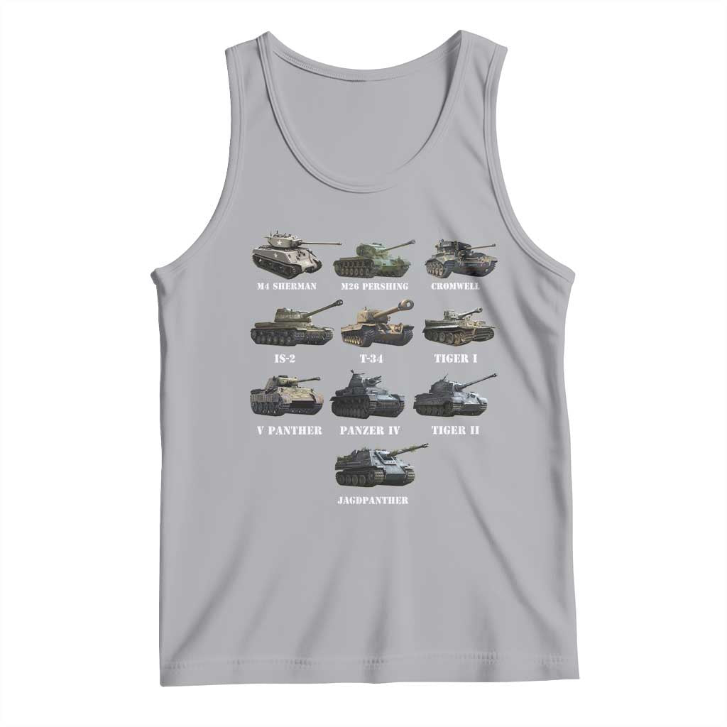 WW2 Tanks Tank Top M4 Sherman Panzer IV Tiger II T-34 History Buff TS02 Athletic Heather Print Your Wear