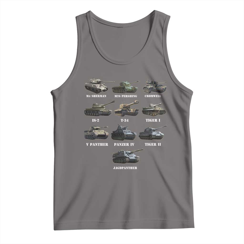 WW2 Tanks Tank Top M4 Sherman Panzer IV Tiger II T-34 History Buff TS02 Deep Heather Print Your Wear