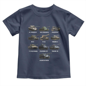 WW2 Tanks Toddler T Shirt M4 Sherman Panzer IV Tiger II T-34 History Buff TS02 Navy Print Your Wear