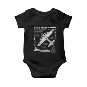 B-17 Flying Fortress Baby Onesie WW2 B-17G Bomber Vintage Aviation TS02 Black Print Your Wear