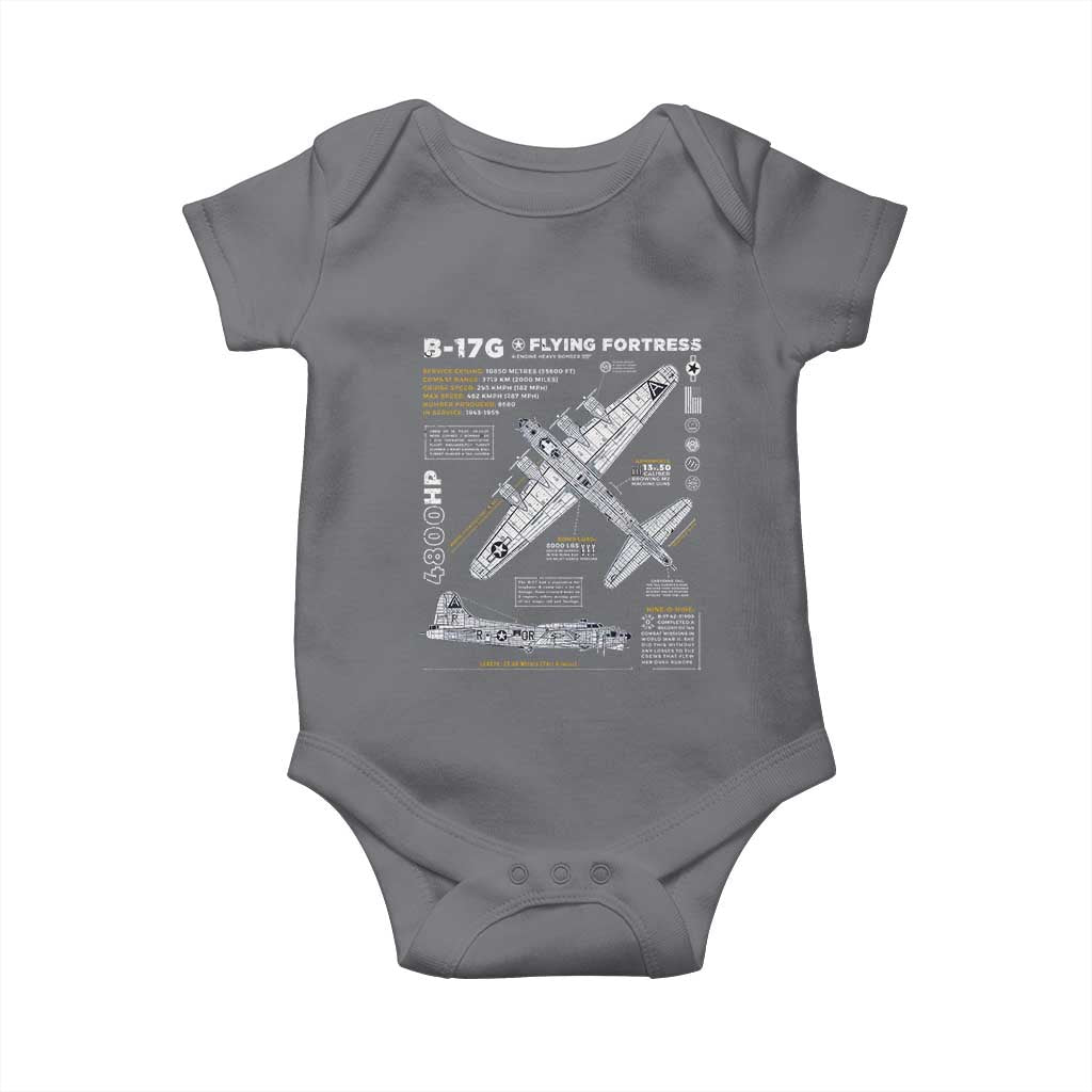 B-17 Flying Fortress Baby Onesie WW2 B-17G Bomber Vintage Aviation TS02 Charcoal Print Your Wear