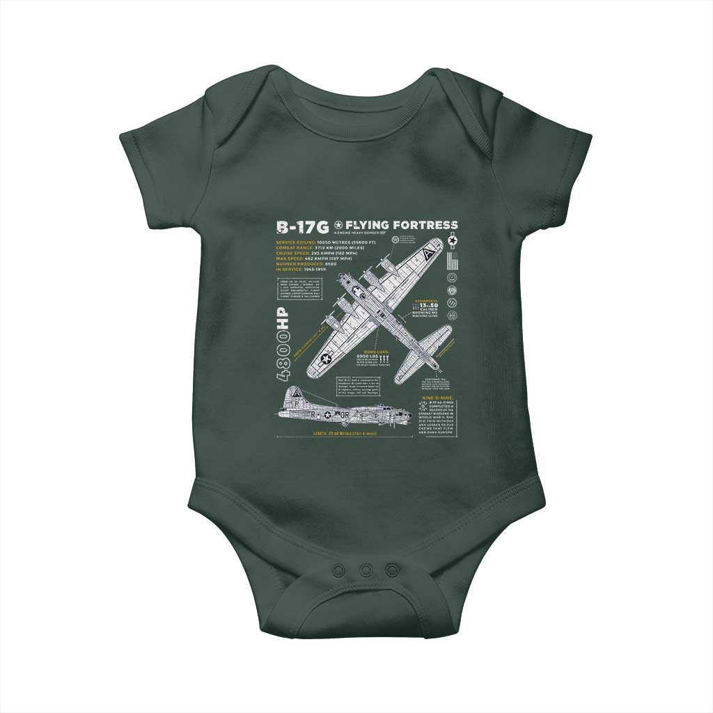 B-17 Flying Fortress Baby Onesie WW2 B-17G Bomber Vintage Aviation TS02 Print Your Wear