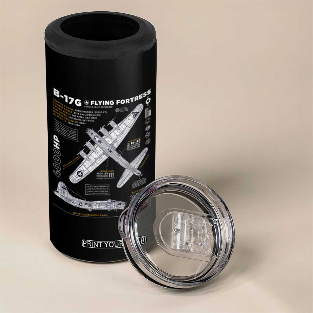 B-17 Flying Fortress 4 in 1 Can Cooler Tumbler WW2 B-17G Bomber Vintage Aviation TS02 Print Your Wear