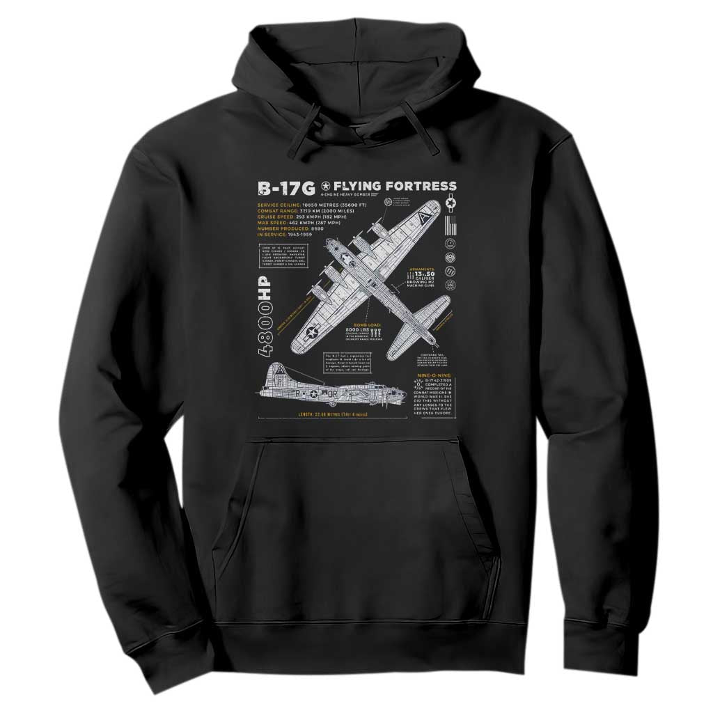 B-17 Flying Fortress Hoodie WW2 B-17G Bomber Vintage Aviation TS02 Black Print Your Wear