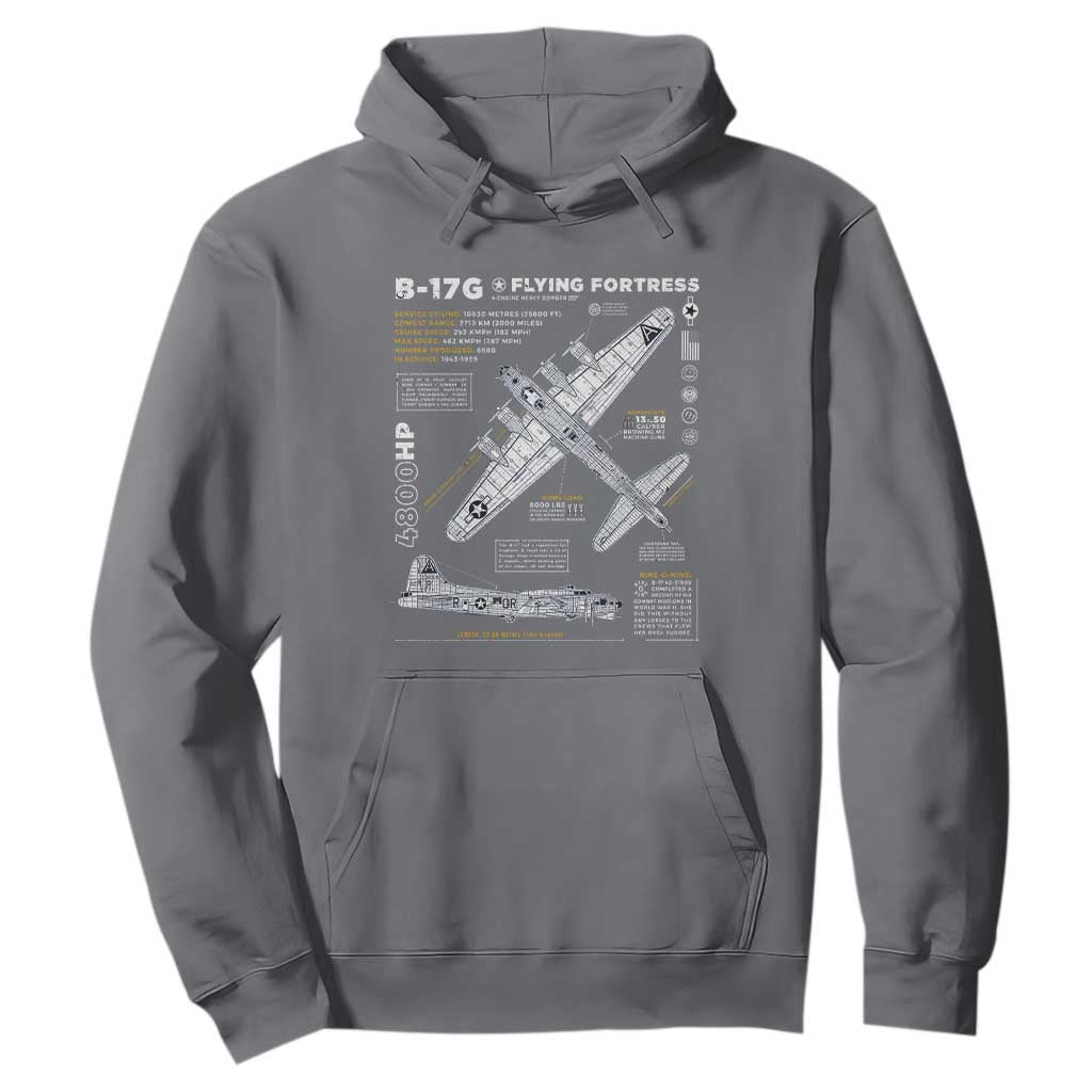 B-17 Flying Fortress Hoodie WW2 B-17G Bomber Vintage Aviation TS02 Charcoal Print Your Wear