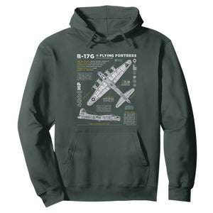B-17 Flying Fortress Hoodie WW2 B-17G Bomber Vintage Aviation TS02 Dark Forest Green Print Your Wear