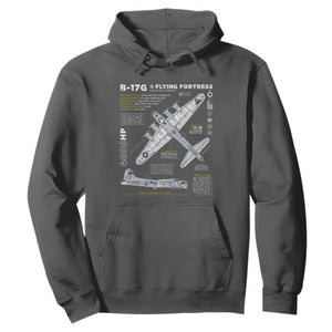 B-17 Flying Fortress Hoodie WW2 B-17G Bomber Vintage Aviation TS02 Dark Heather Print Your Wear
