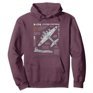 B-17 Flying Fortress Hoodie WW2 B-17G Bomber Vintage Aviation TS02 Maroon Print Your Wear