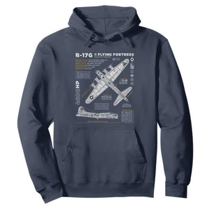 B-17 Flying Fortress Hoodie WW2 B-17G Bomber Vintage Aviation TS02 Navy Print Your Wear