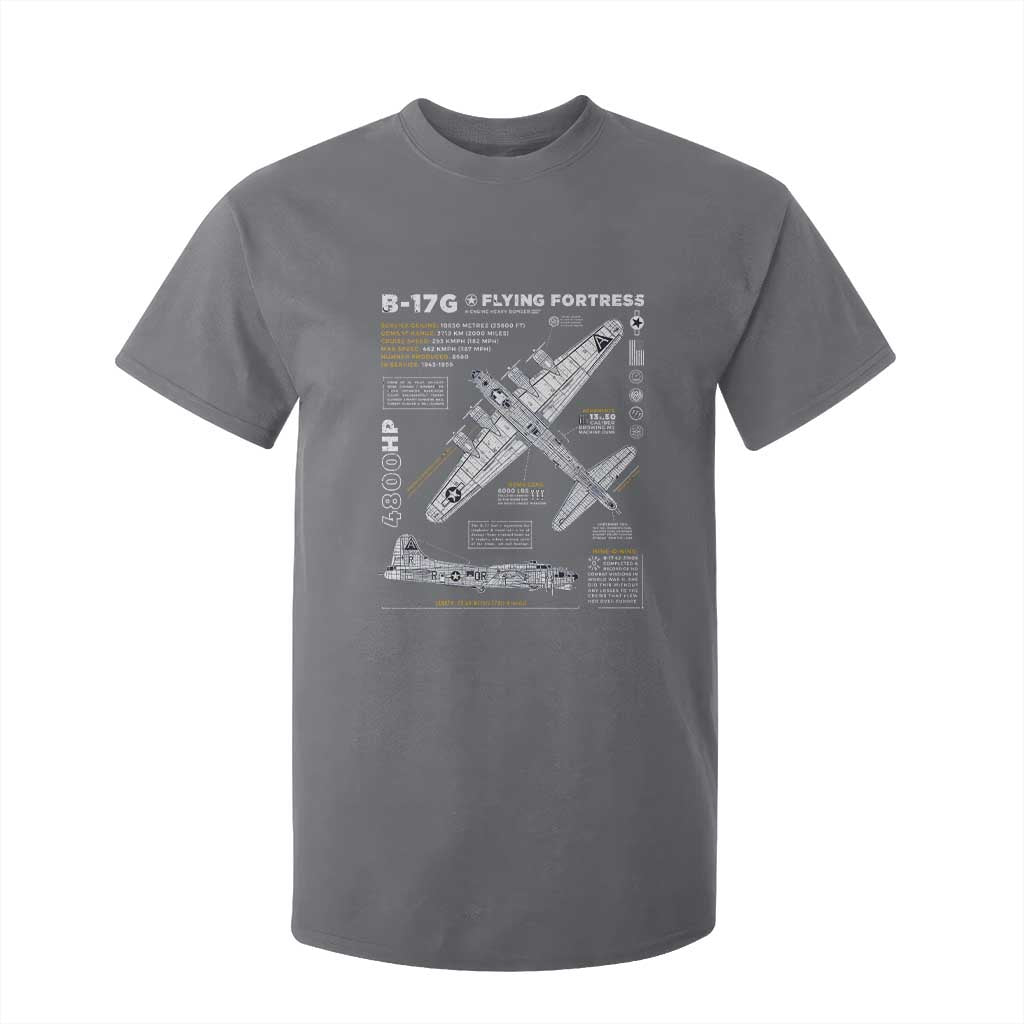 B-17 Flying Fortress T Shirt For Kid WW2 B-17G Bomber Vintage Aviation TS02 Charcoal Print Your Wear