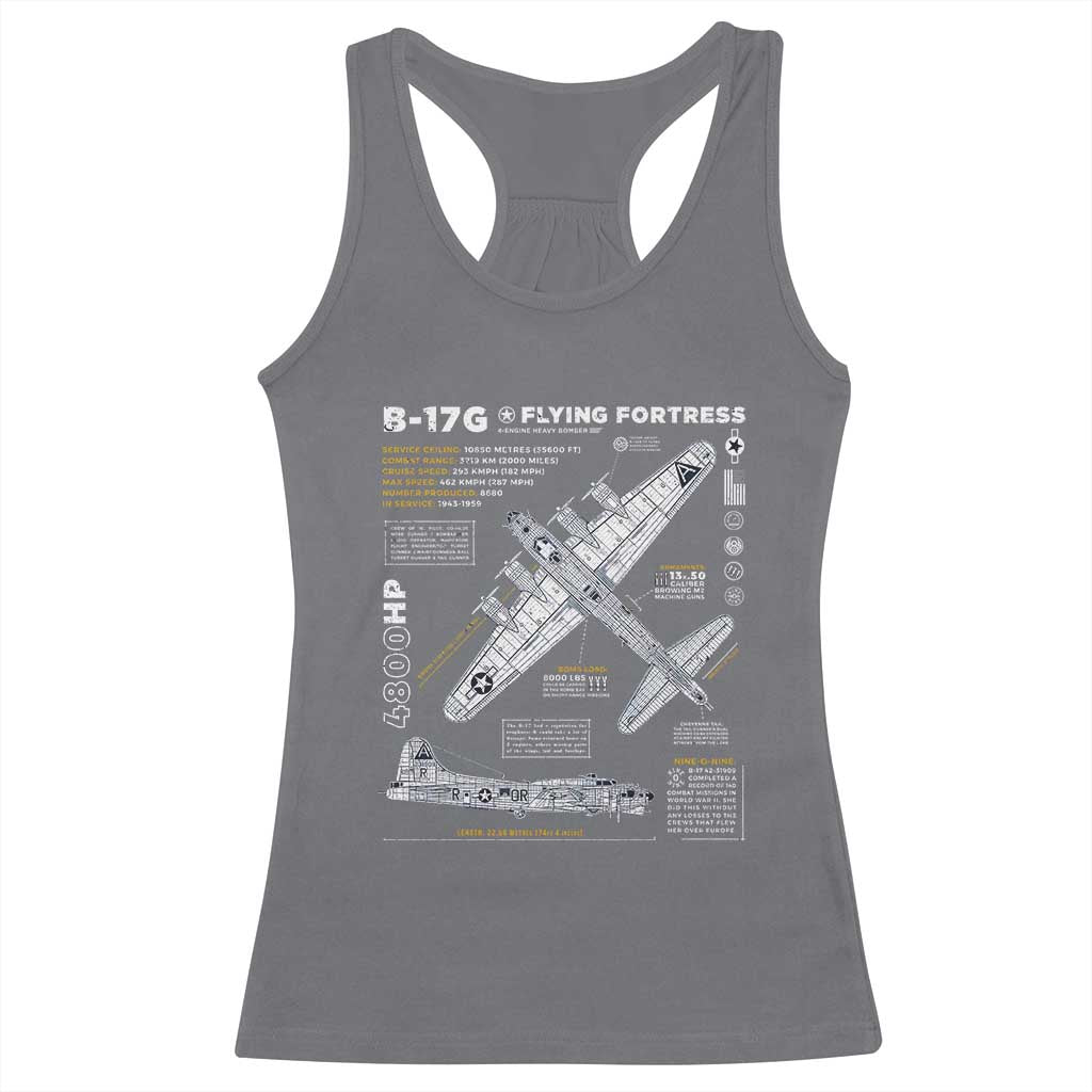 B-17 Flying Fortress Racerback Tank Top WW2 B-17G Bomber Vintage Aviation TS02 Charcoal Print Your Wear