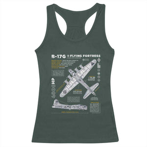 B-17 Flying Fortress Racerback Tank Top WW2 B-17G Bomber Vintage Aviation TS02 Dark Forest Green Print Your Wear