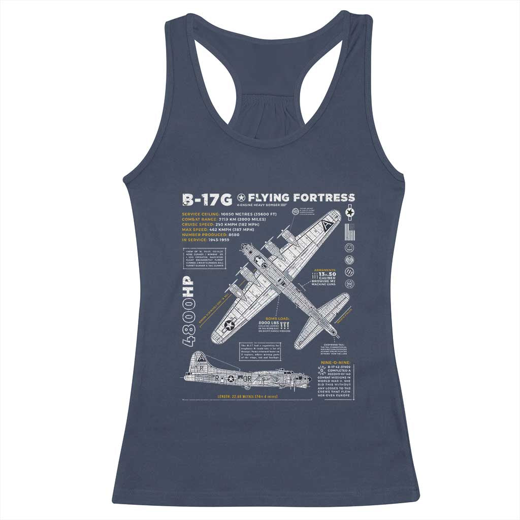 B-17 Flying Fortress Racerback Tank Top WW2 B-17G Bomber Vintage Aviation TS02 Navy Print Your Wear