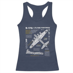 B-17 Flying Fortress Racerback Tank Top WW2 B-17G Bomber Vintage Aviation TS02 Navy Print Your Wear