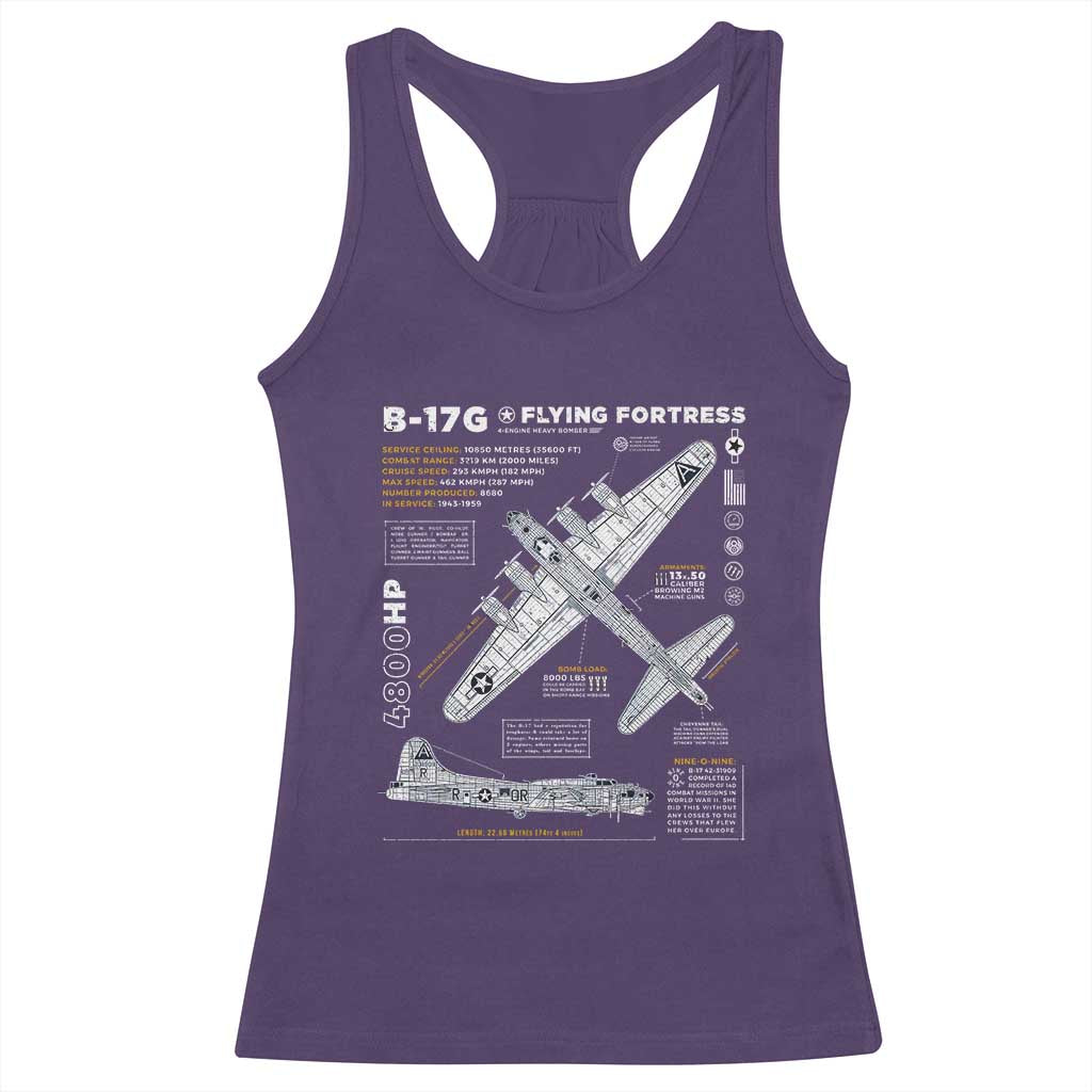 B-17 Flying Fortress Racerback Tank Top WW2 B-17G Bomber Vintage Aviation TS02 Purple Print Your Wear