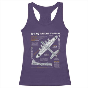 B-17 Flying Fortress Racerback Tank Top WW2 B-17G Bomber Vintage Aviation TS02 Purple Print Your Wear