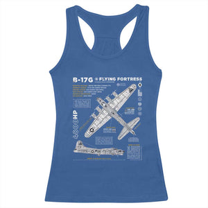 B-17 Flying Fortress Racerback Tank Top WW2 B-17G Bomber Vintage Aviation TS02 Royal Blue Print Your Wear