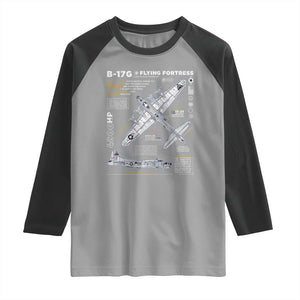 B-17 Flying Fortress Raglan Shirt WW2 B-17G Bomber Vintage Aviation TS02 Sport Gray Black Print Your Wear