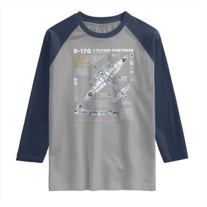 B-17 Flying Fortress Raglan Shirt WW2 B-17G Bomber Vintage Aviation TS02 Sport Gray Navy Print Your Wear
