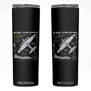 B-17 Flying Fortress Skinny Tumbler WW2 B-17G Bomber Vintage Aviation TS02 Black Print Your Wear