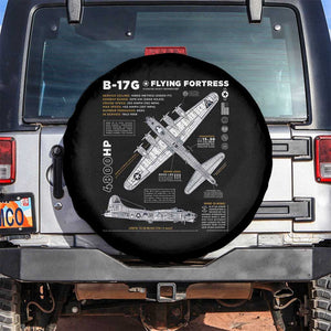 B-17 Flying Fortress Spare Tire Cover WW2 B-17G Bomber Vintage Aviation TS02 No hole Black Print Your Wear