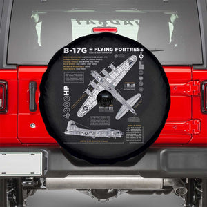 B-17 Flying Fortress Spare Tire Cover WW2 B-17G Bomber Vintage Aviation TS02 Black Print Your Wear