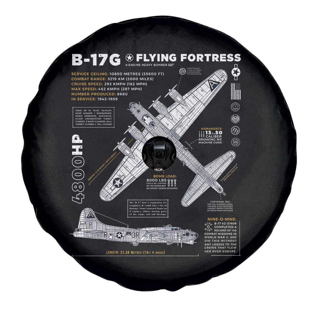 B-17 Flying Fortress Spare Tire Cover WW2 B-17G Bomber Vintage Aviation TS02 Print Your Wear