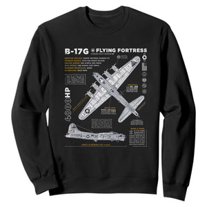 B-17 Flying Fortress Sweatshirt WW2 B-17G Bomber Vintage Aviation TS02 Black Print Your Wear