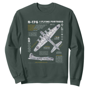 B-17 Flying Fortress Sweatshirt WW2 B-17G Bomber Vintage Aviation TS02 Dark Forest Green Print Your Wear